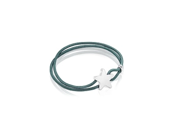 SILVER BRACELET 14MM BLUE ELASTIC BAND