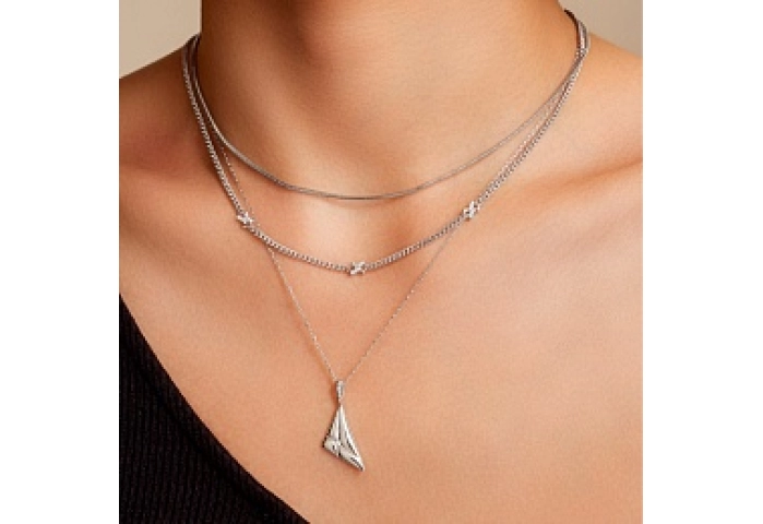Silver Cross Station Necklace