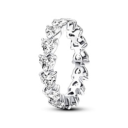 Hearts sterling silver ring with clear cubic zirconia