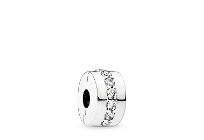 Silver clip with clear cubic zirconia