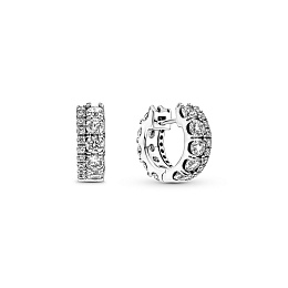 Sterling silver hoop earrings with clear cubic zirconia /290058C01