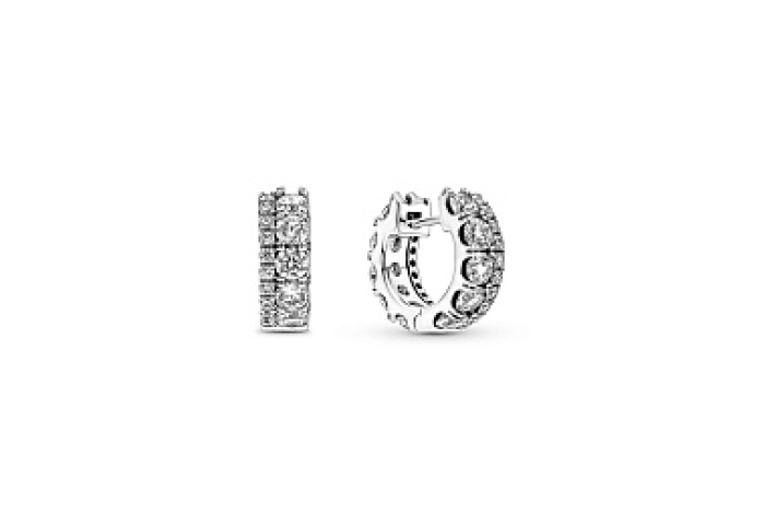 Sterling silver hoop earrings with clear cubic zir