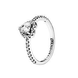 Heart sterling silver ring with clear cubic zircon