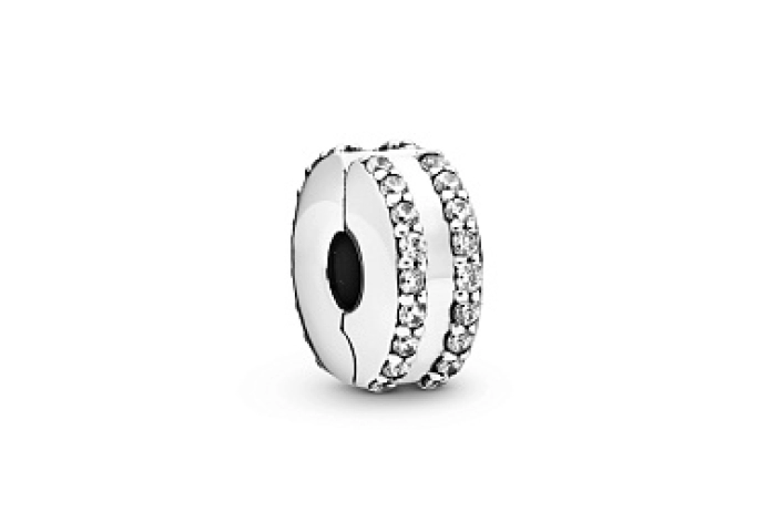 Sterling silver clip with clear cubic zirconia and