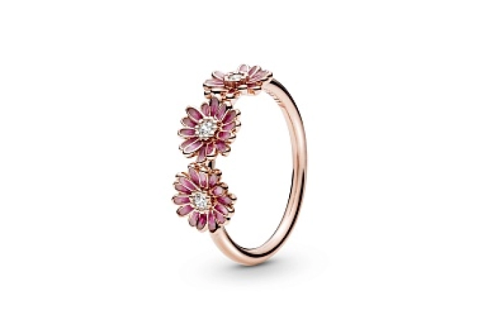 Daisy 14k rose gold-plated ring with clear cubic z