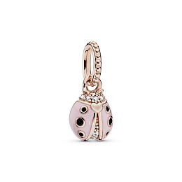 Ladybird Pandora Rose pendant with clearcubic zirc