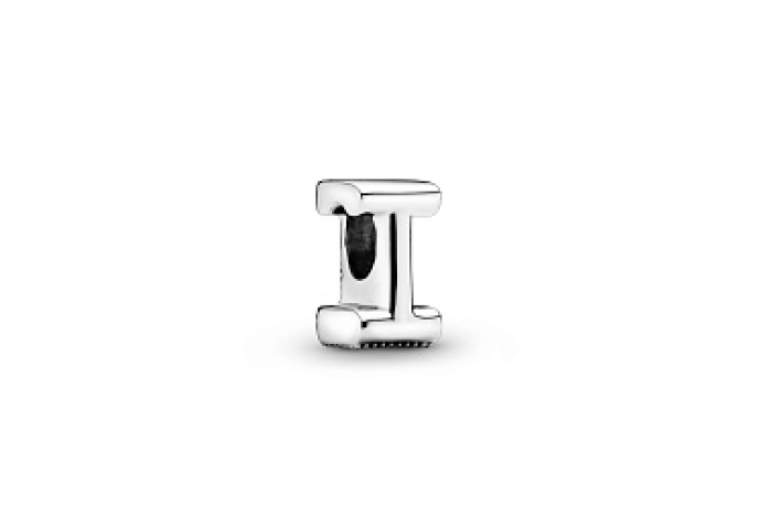 Letter I silver charm