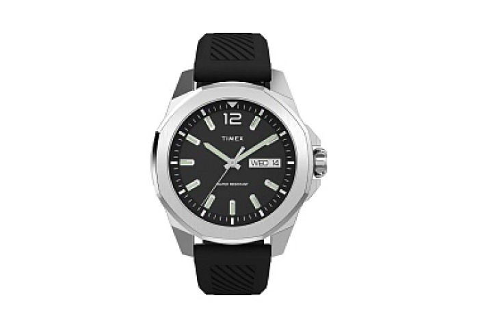 QUARTZ ANALOG WRISTWATCH,13.50,NO JEWEL,SILICONE STRAP,STAINLESS STEEL PLATED CASE