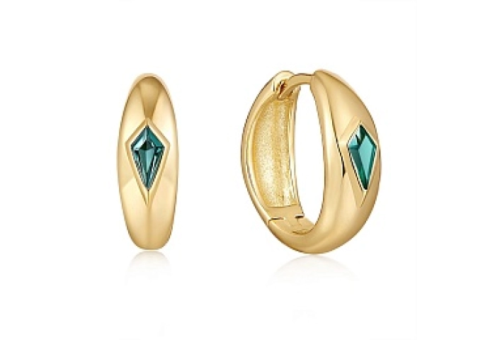 TEAL SPARKLE DOME HOOP EARRINGS