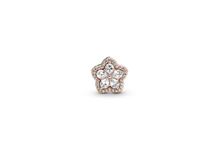 Snowflake 14k rose gold-plated charm with clear cu