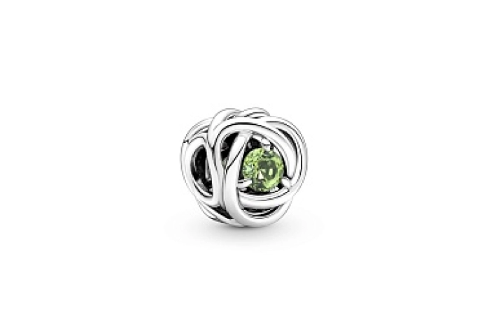 Sterling silver charm with spring green crystal