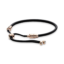 Pandora Rose sliding bracelet in black leather, wa
