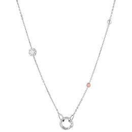 Silver Star Rose Quartz Charm Connector Necklace