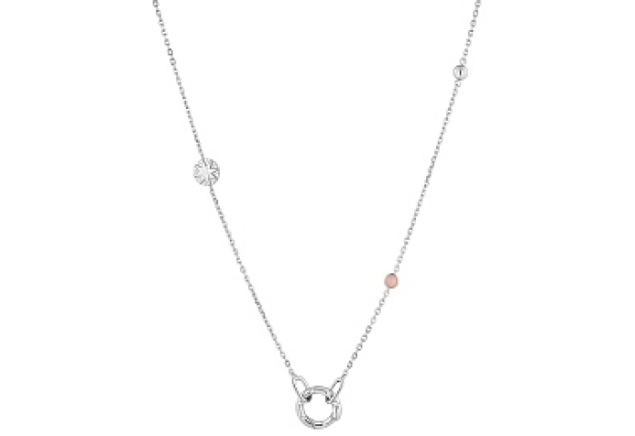 Silver Star Rose Quartz Charm Connector Necklace