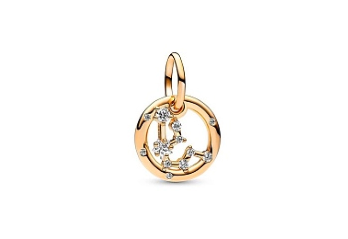 Aquarius zodiac 14k gold-plated dangle with clear 