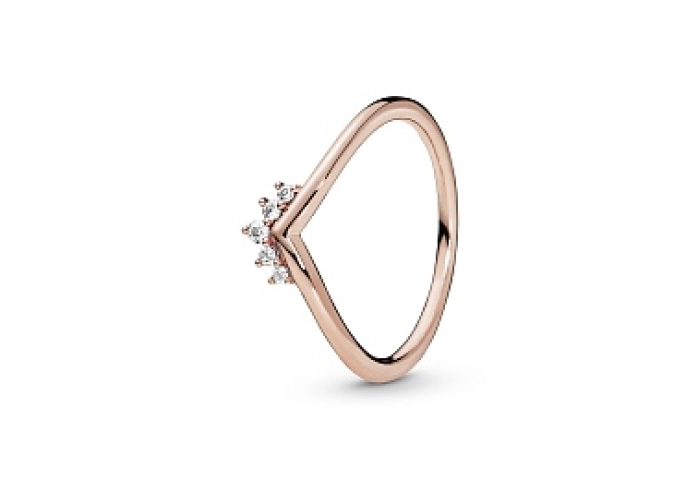 Tiara wishbone 14k rose gold-plated ring with clea