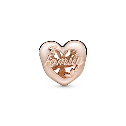 Family tree heart 14k rose gold-plated charm with 