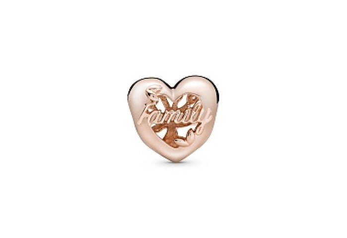 Family tree heart 14k rose gold-plated charm with 