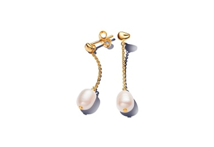 14k Gold-plated drop earrings with white treated f