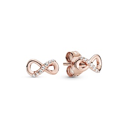 Infinity Pandora Rose stud earrings with clear cubic zirconia/Серьги-пусеты Pandora Rose с чистым ку