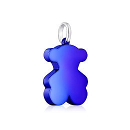 BLUE S.STEEL/SILVER PENDANT BEAR 22MM