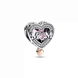 Mum heart sterling silver and 14k rose gold-plated