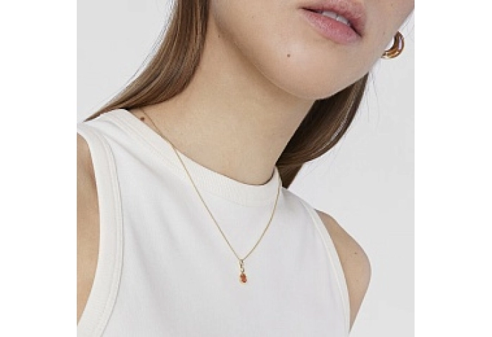 SILVER GOLDPLATED PENDANT CARNELIAN 5MM