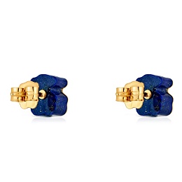 18KT GOLD EARRINGS TLAPISLAZULI BEAR 8MM