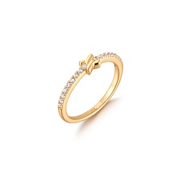 Gold Cross Cubic Zirconia Ring