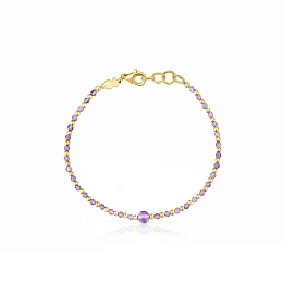 SILVER GOLDPLATED/STEEL BRACELET AMETHYST