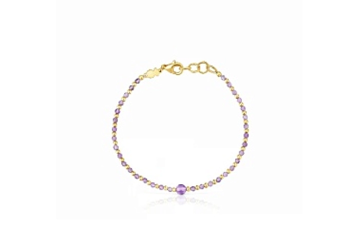 SILVER GOLDPLATED/STEEL BRACELET AMETHYST