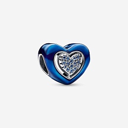 Spinning heart sterling silver charm with night bl