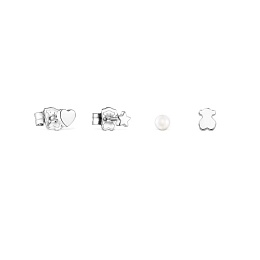 SILVER PACK 4 EARRINGS CULTURED PEARL