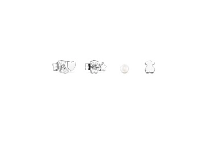 SILVER PACK 4 EARRINGS CULTURED PEARL