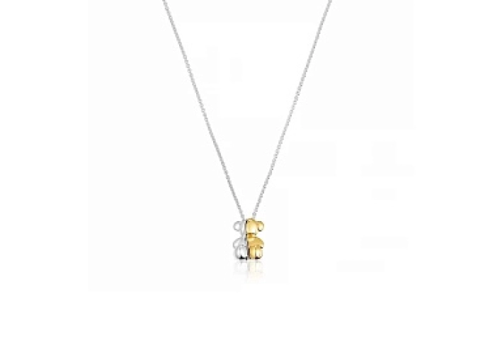 SILVER GOLDPLATED CHOKER BEAR 16MM 2TONE