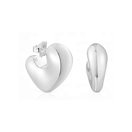 SILVER EARRINGS HEART 29MM