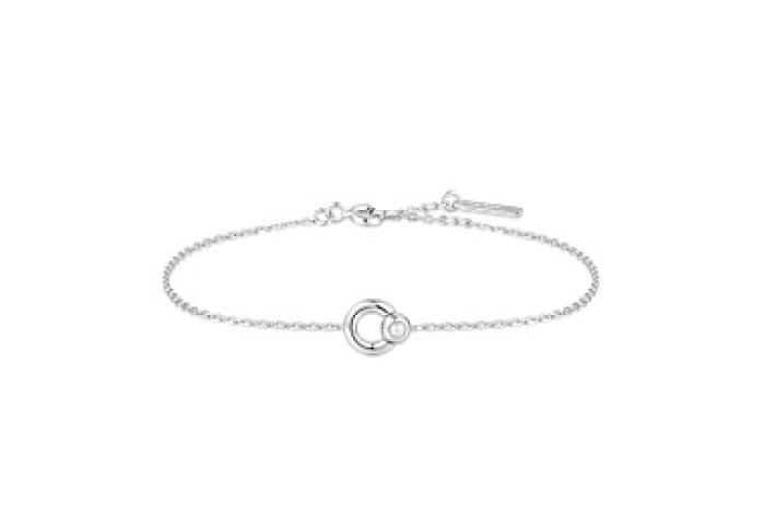 Silver Hoop Freshwater cultured pearl Bracelet