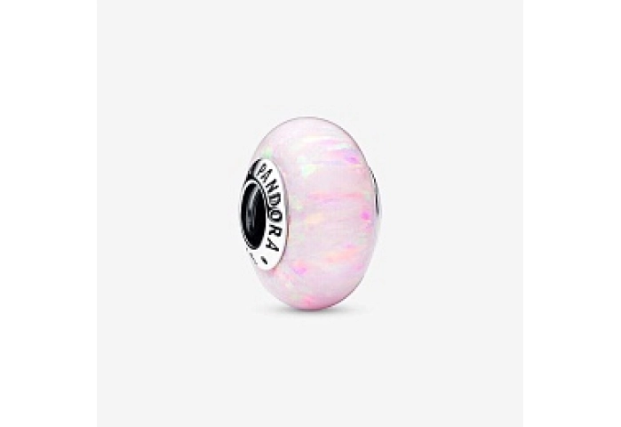 Sterling silver charm with pink lab-created opal