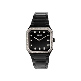 WATCH ALUMINUM/S.STEEL BLACK ZIRCONS