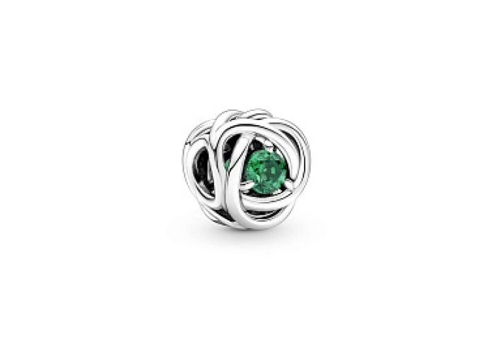 Sterling silver charm with royal green crystal