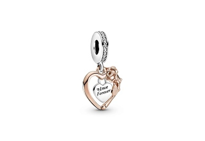 Heart sterling silver and Pandora Rose danglewith clear cubic zirconia /789290C01