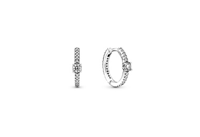 Sterling silver hoop earrings with clear cubic zir