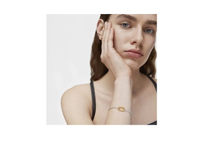 SILVER GOLD PLATED BRACELET OVAL 2 TONE