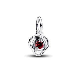 Sterling silver dangle with salsa red crystal and clear cubic zirconia