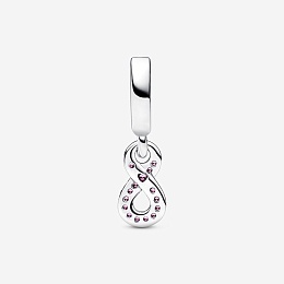 Infinity sterling silver dangle with cerise and phlox pink crystal
