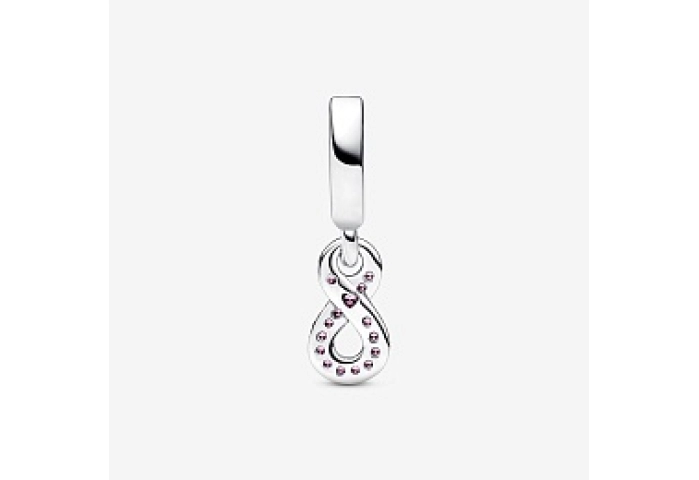 Infinity sterling silver dangle with cerise and ph