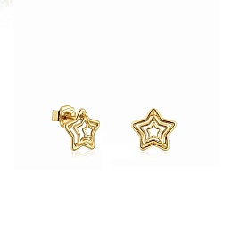 SILVER GOLD PALTED EARRINGS STAR 11MM