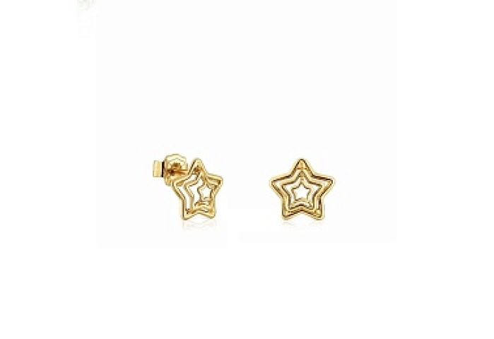SILVER GOLD PALTED EARRINGS STAR 11MM