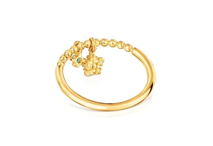SILVER GOLD PLATED RING STAR TOPAZ N14