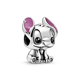 Disney Stitch silver charm with black and purple e